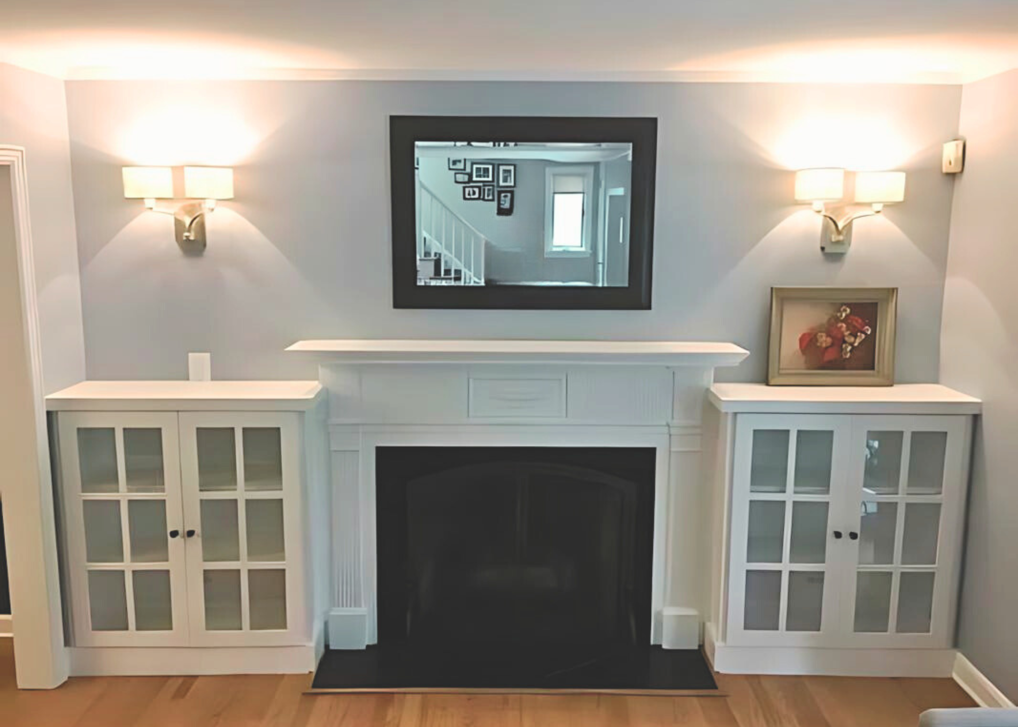 custom built mahogany cabinets with a dark stain by BradleyBuilt